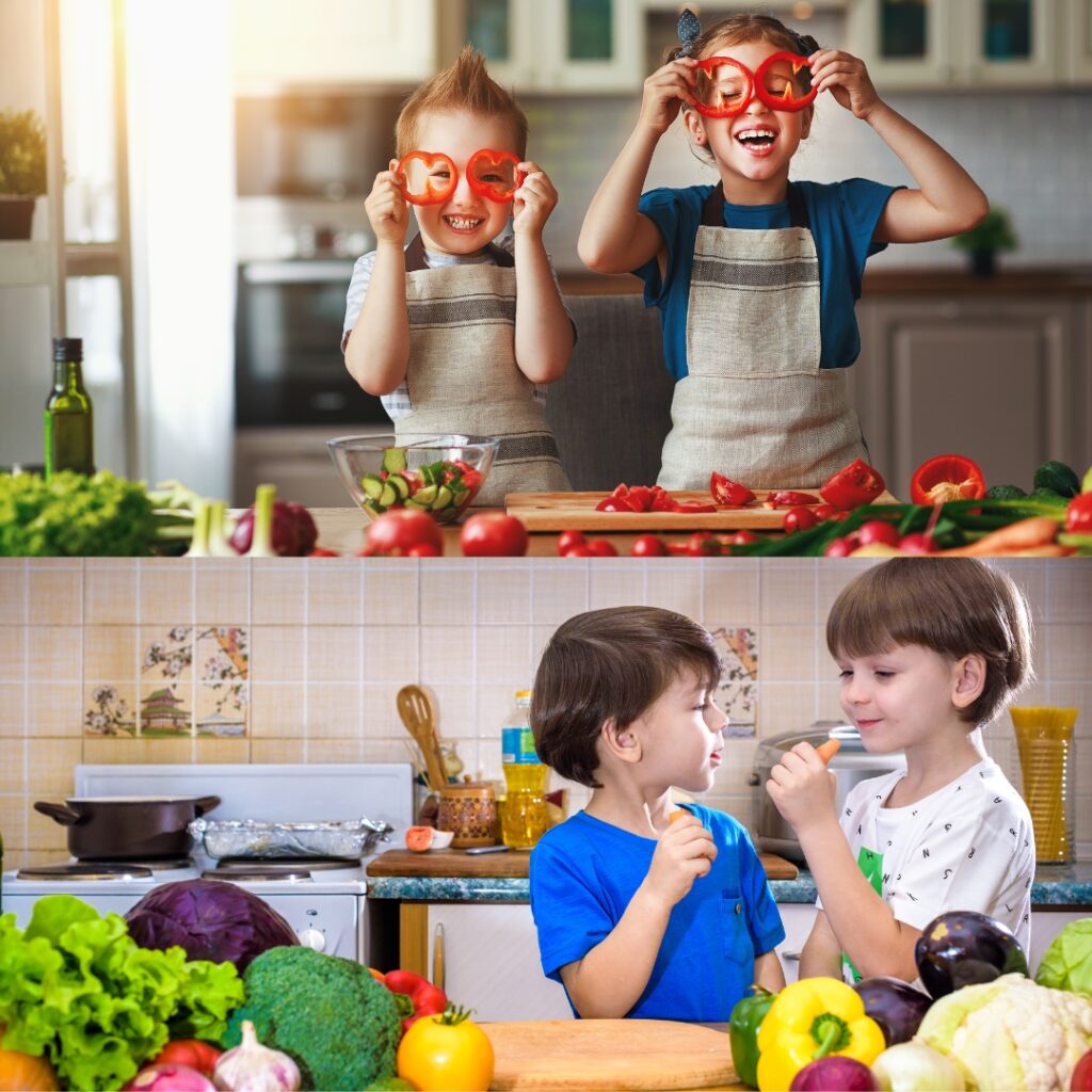 Farbenfrohes Gemüse und Obst - Rohkost für Kinder
